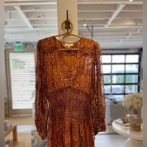 Rococo Sand long sleeve smocked waist long sleeve dress